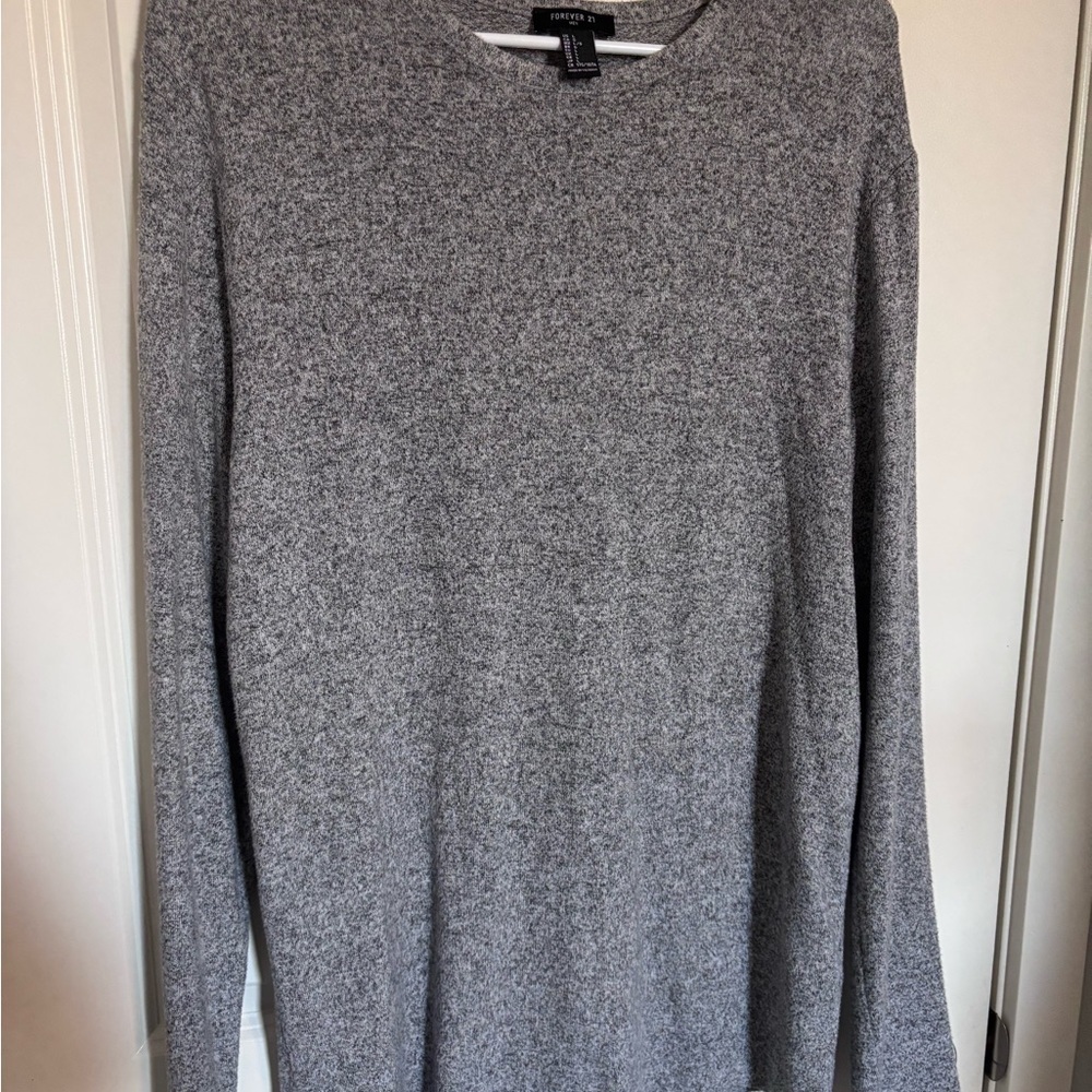 Men's Knit Heathered Gray Lightweight Long Sleeve Sweater F21